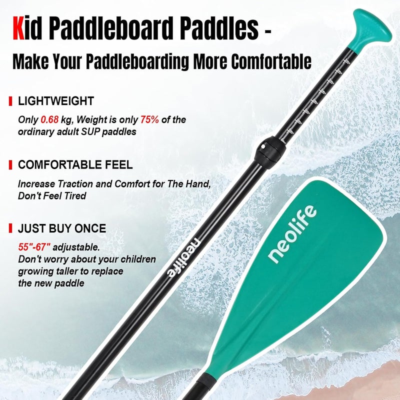 WONITAGO SUP Paddles for Kid with Aluminum Shaft and PP Blade, Floating Stand Up Paddle Board Paddle for Youth and Junior, Adjustable 140-170 cm/55-67 Inches - Image 4